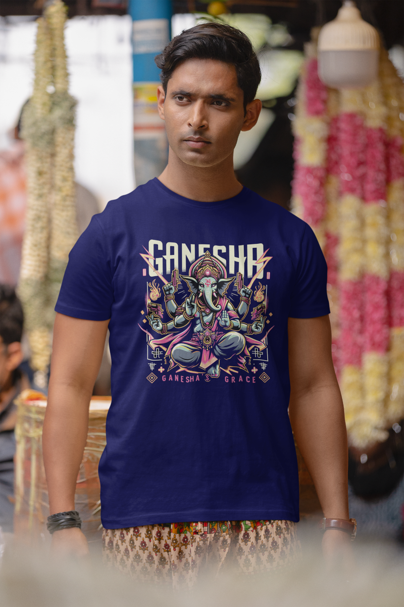 Ganesha's Grace 2 Printed Ganesh Chaturthi Men's T Shirts