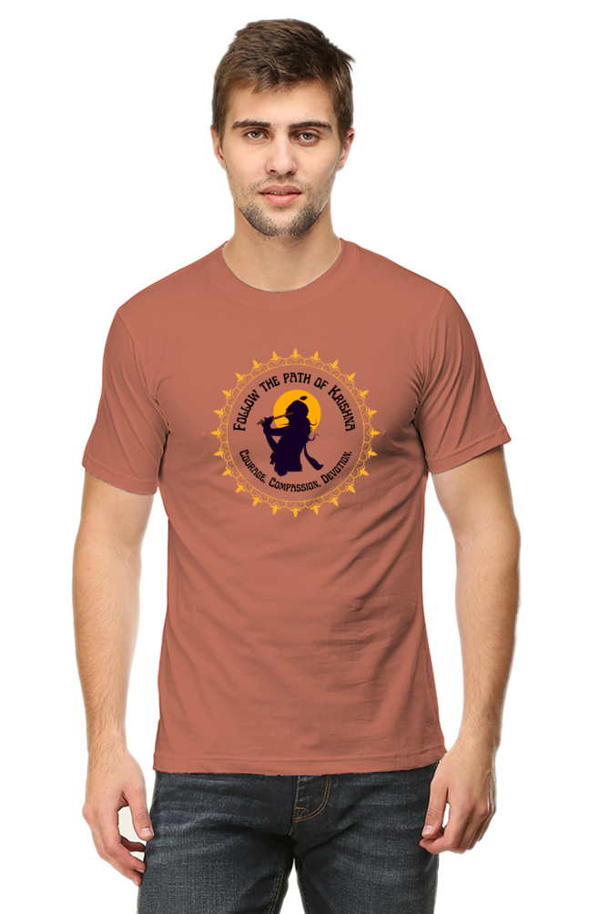 Follow The Path Of Krishna Janmashtami Men's T Shirts Copper