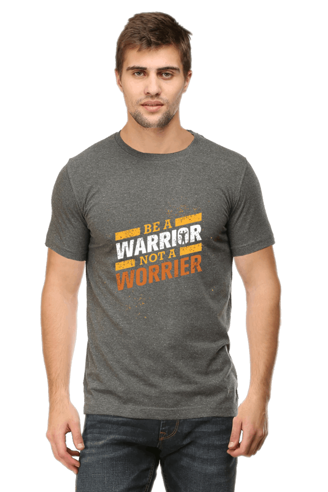 Be A Warrior Not A Worrier Men's T Shirt Charcoal Melange