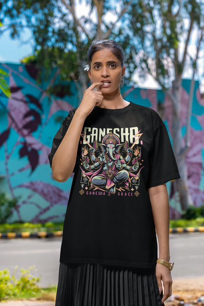 Ganesha's Grace 2 Printed Ganesh Chaturthi Women T Shirts