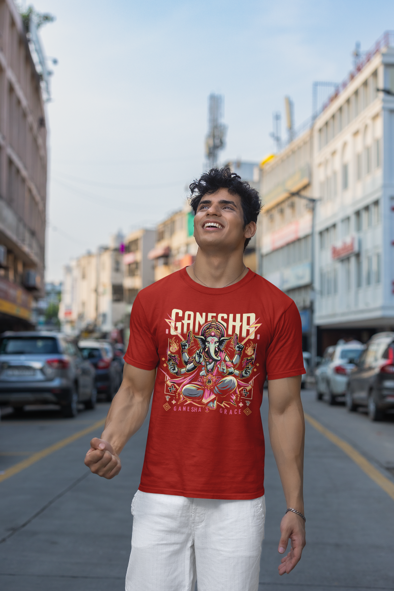 Ganesha's Grace 2 Printed Ganesh Chaturthi Men's T Shirts