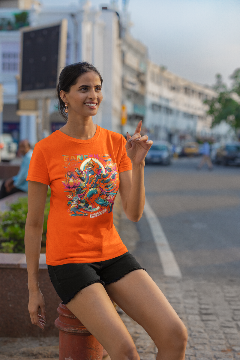 Ganesha's Grace 1 Printed Ganesh Chaturthi Women T Shirts