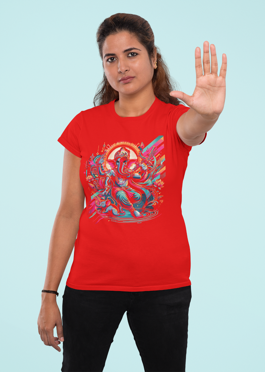 Lord Ganesha 3 Printed Ganesh Chaturthi Women T Shirts