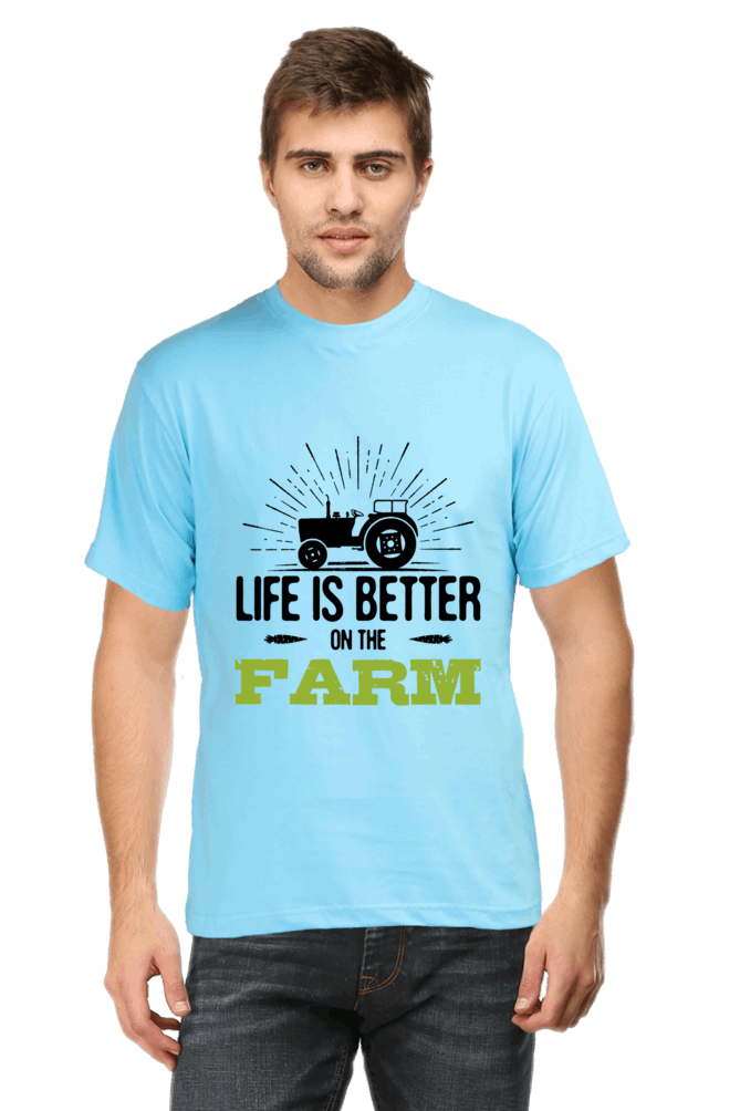 Life is Better On The Farm Men's T Shirt SkyBlue