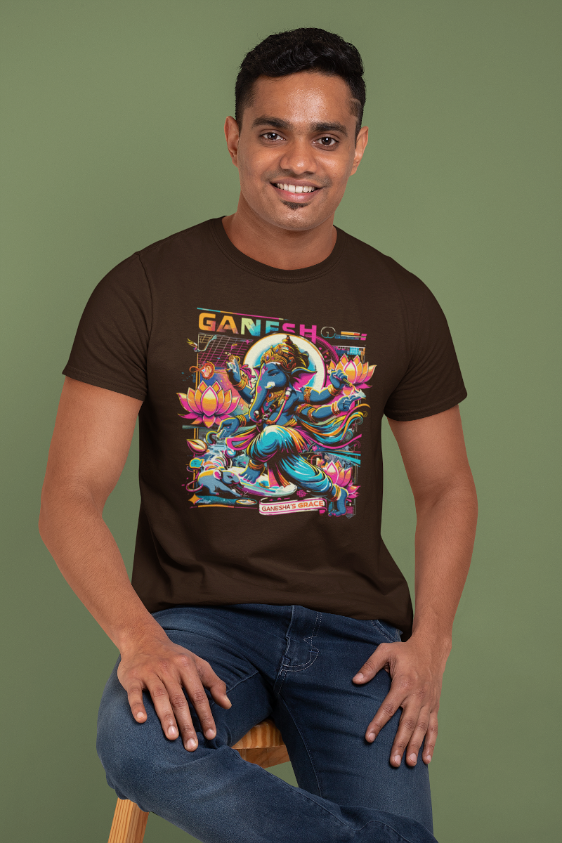 Ganesha's Grace 1 Printed Ganesh Chaturthi Men's T Shirts