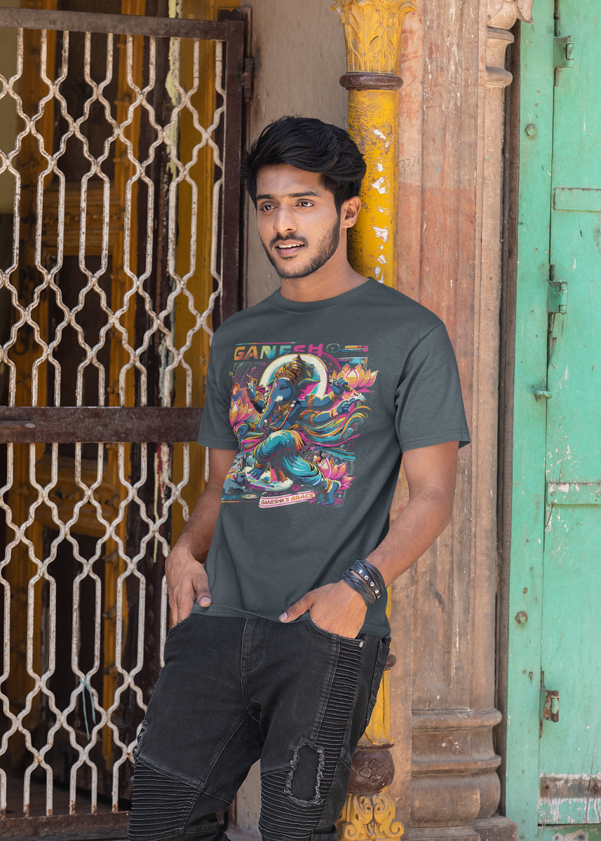 Ganesha's Grace 1 Printed Ganesh Chaturthi Men's T Shirts