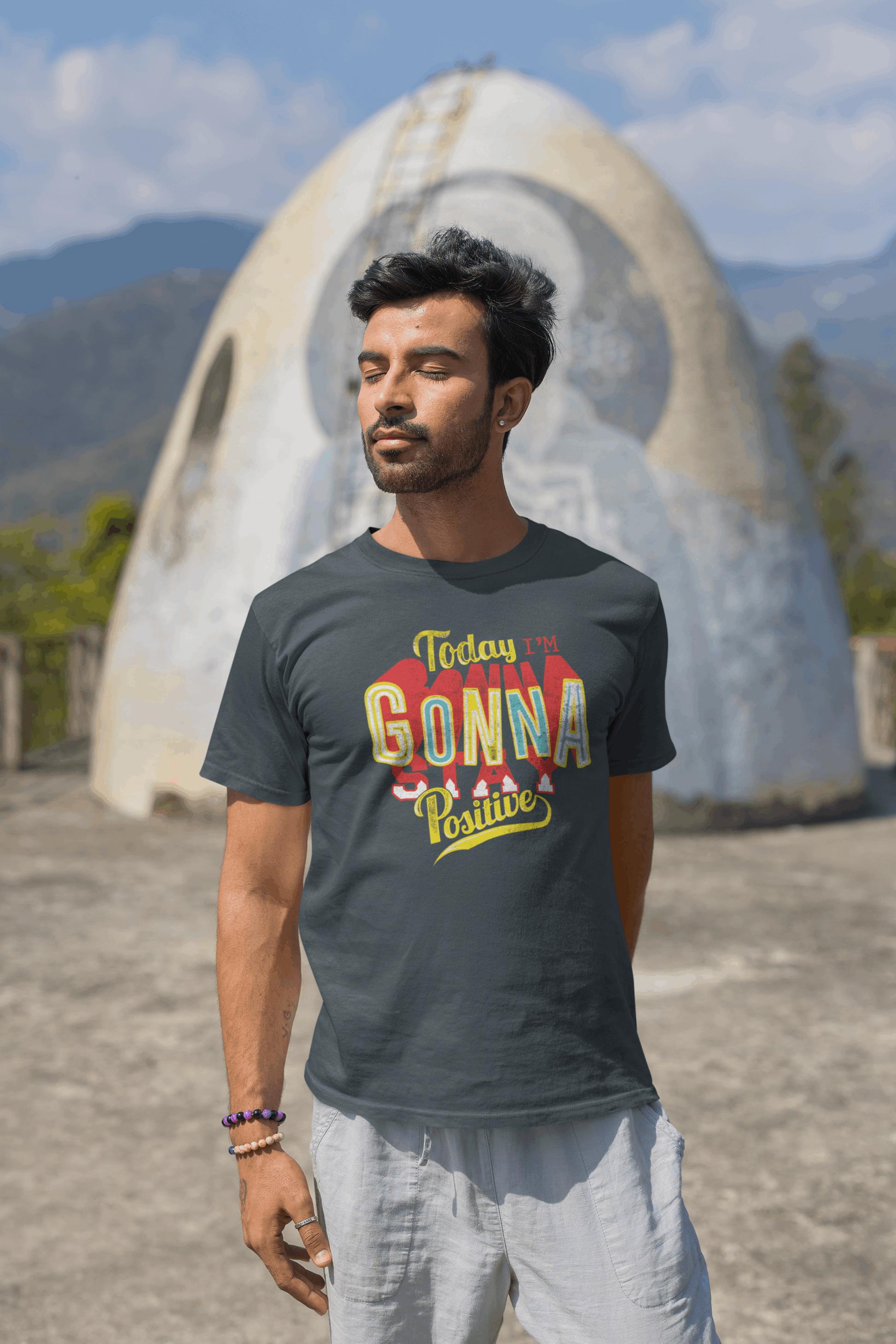 Gonna Stay Positive Men’s T Shirts Classic Steel Grey