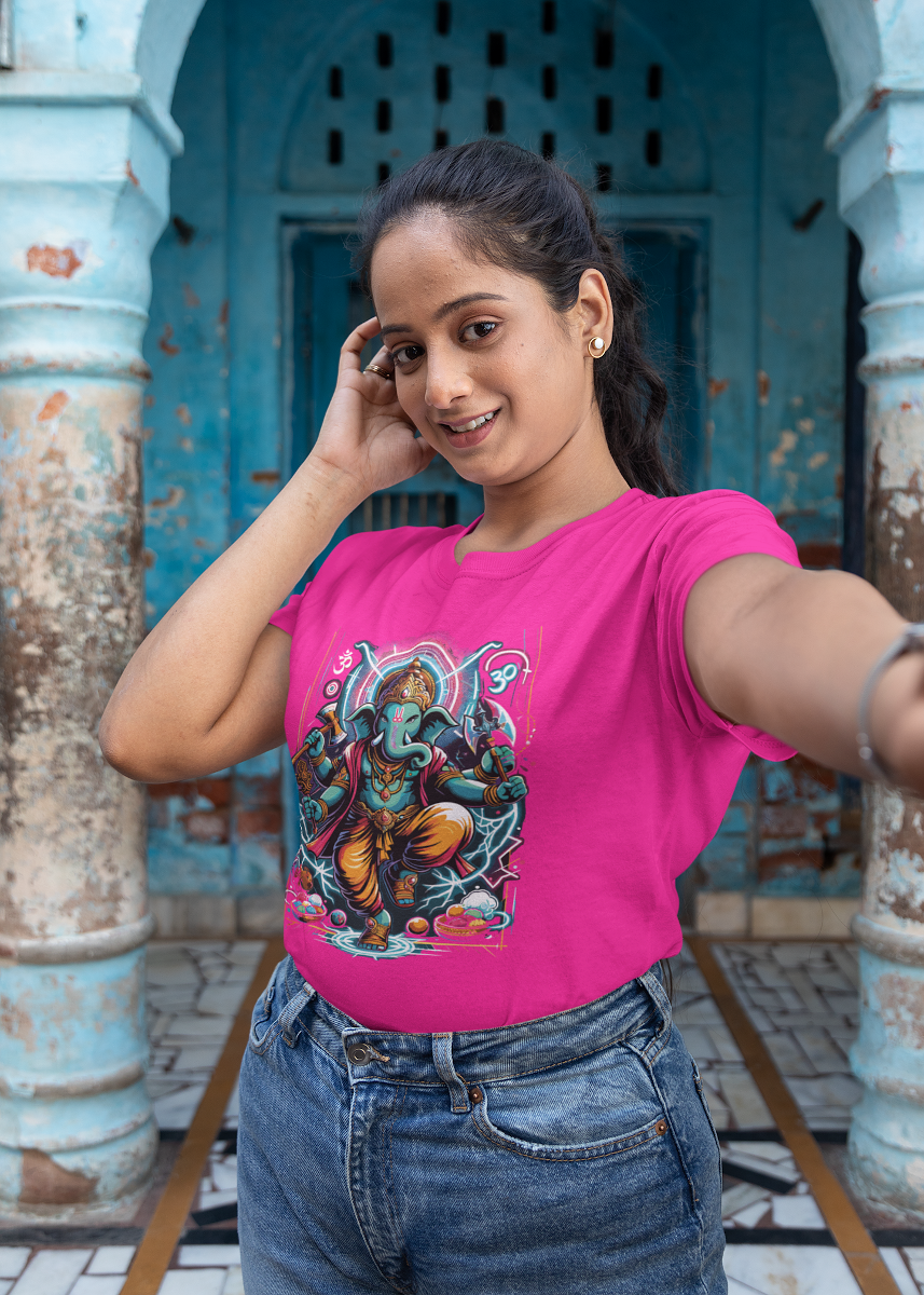 Lord Ganesha 2 Printed Ganesh Chaturthi Women T Shirts