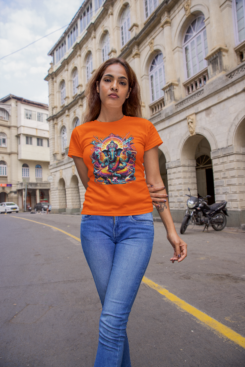 Lord Ganesha 1 Printed Ganesh Chaturthi Women T Shirts