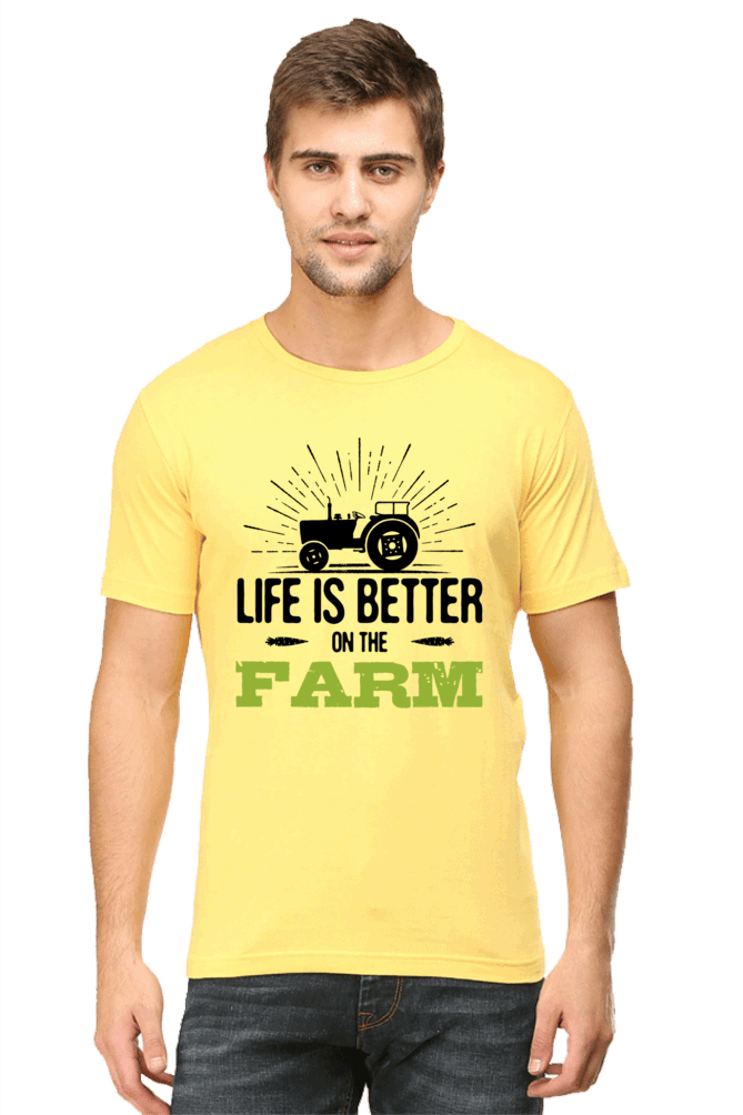 Life is Better On The Farm Men's T Shirt Yellow