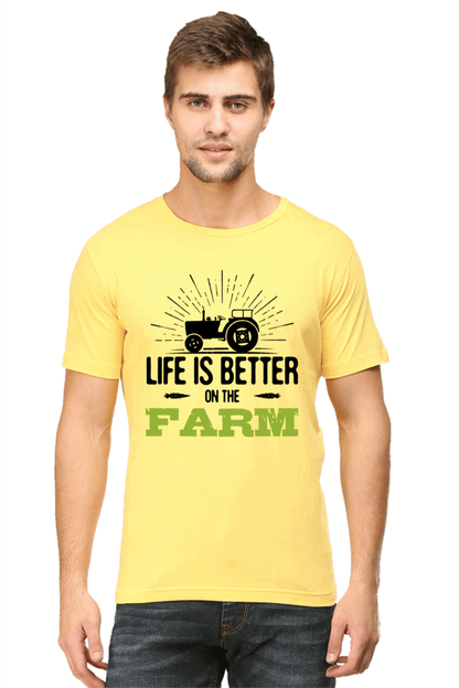 Life is Better On The Farm Men's T Shirt Yellow