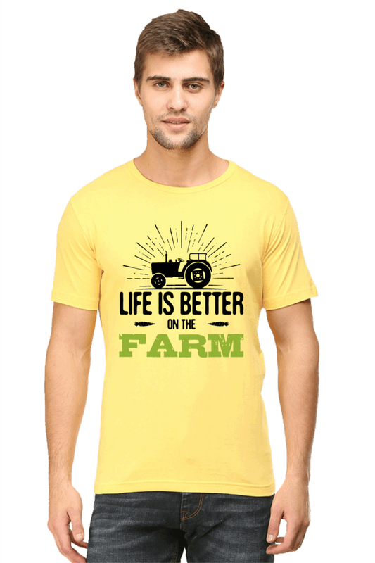 Life is Better On The Farm Men's T Shirt Yellow