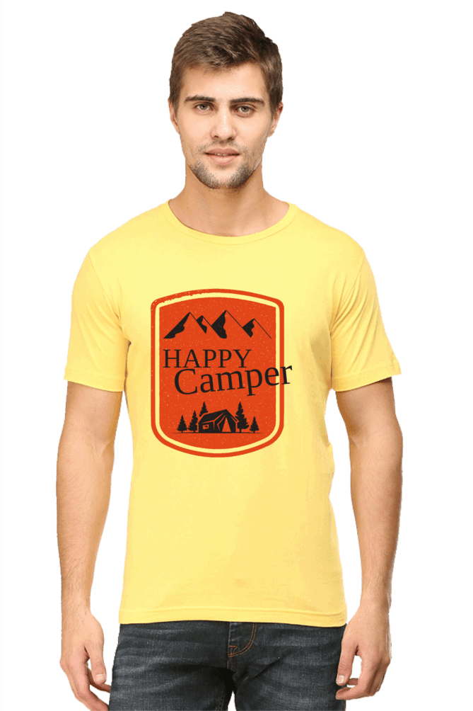 Happy Camper Men's T Shirt Yellow