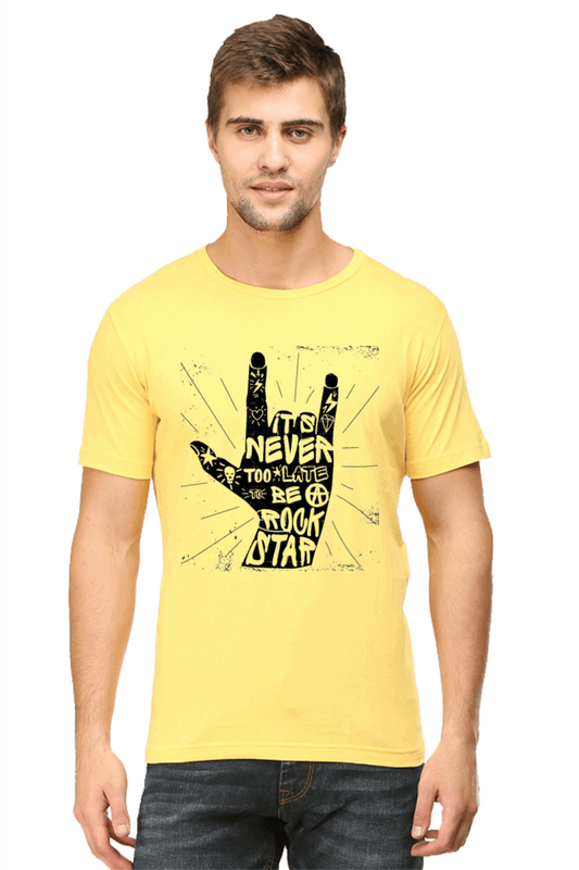 It's Never Too Late To Be A Rockstar Men's T Shirt Yellow