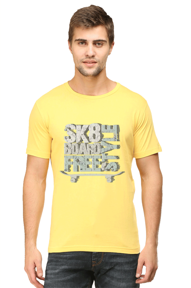 Skate Board Free Style Men's T Shirt Yellow