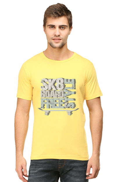 Skate Board Free Style Men's T Shirt Yellow