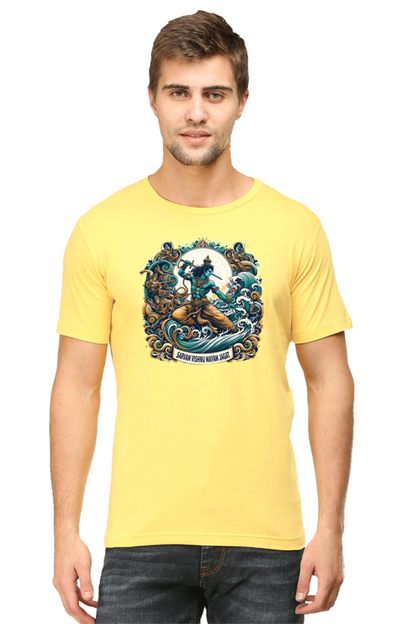 Sarvam Vishnu Mayam Jagat Janmashtami Men's T Shirts Yellow