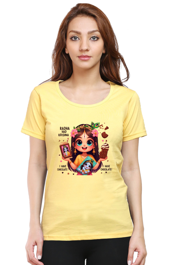 Radha Had Krishna Janmashtami Women T Shirts Yellow