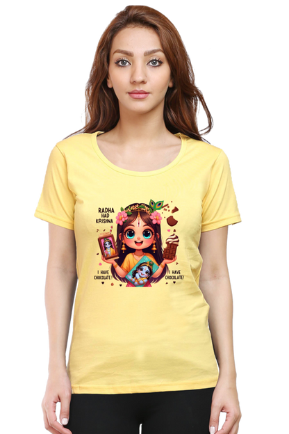 Radha Had Krishna Janmashtami Women T Shirts Yellow