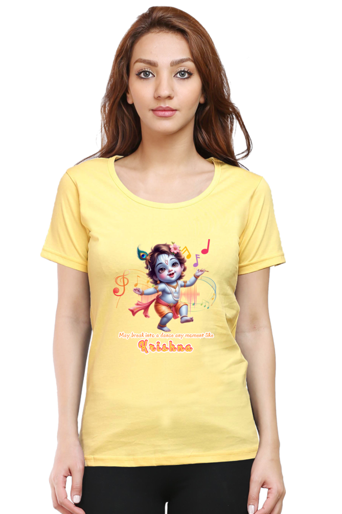 Krishna Janmashtami Women T Shirts Yellow