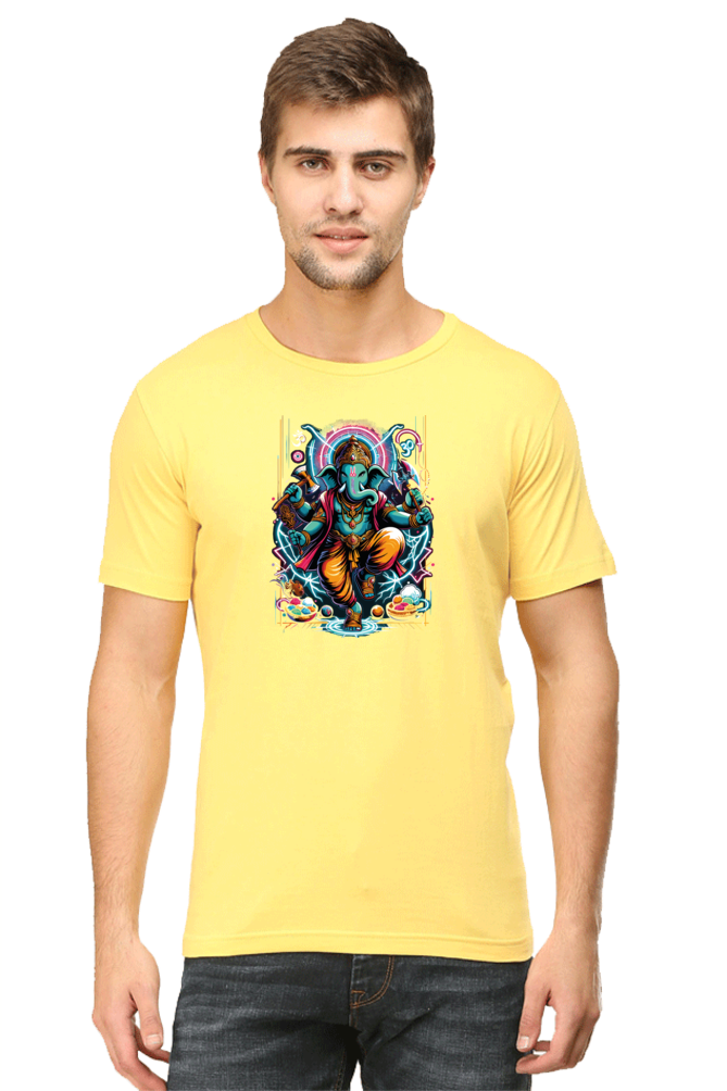 Lord Ganesha 2 Printed Ganesh Chaturthi Men's T Shirts Yellow