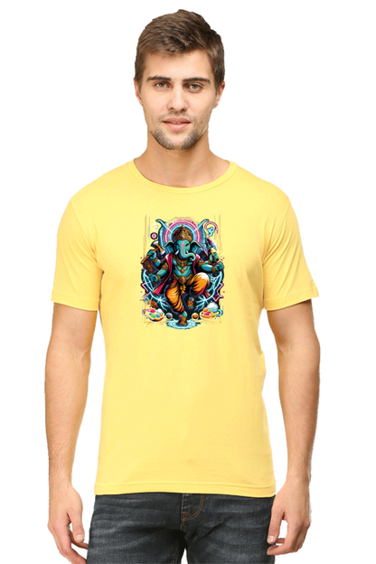 Lord Ganesha 2 Printed Ganesh Chaturthi Men's T Shirts Yellow