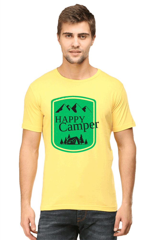 Happy Camper Men's T Shirt Yellow