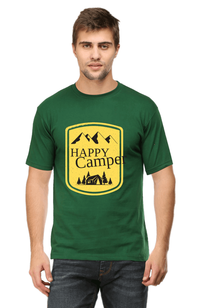 Happy Camper Men's T Shirt Bottle Green