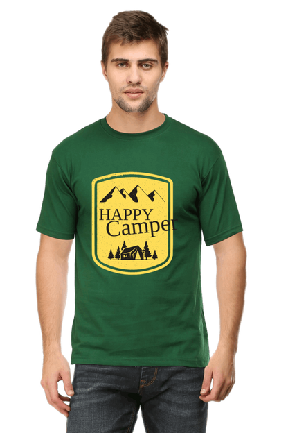 Happy Camper Men's T Shirt Bottle Green