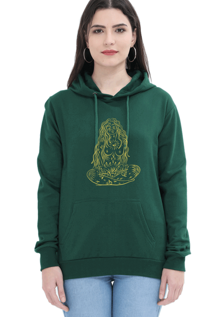 "Initiate Sartorial Opulence" - Unisex Hooded Sweatshirt for Girls and Women Bottle Green