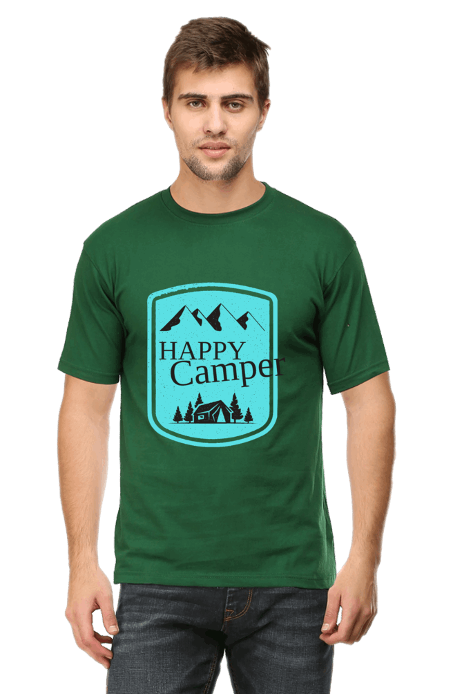 Happy Camper Men's T Shirt Bottle Green