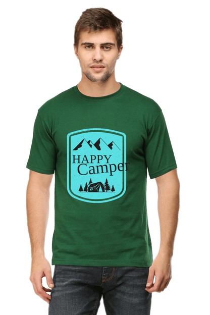 Happy Camper Men's T Shirt Bottle Green