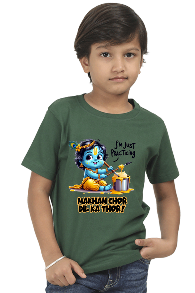 Makhan Chor Dil Ka Thor Janmashtami Boy's T Shirts