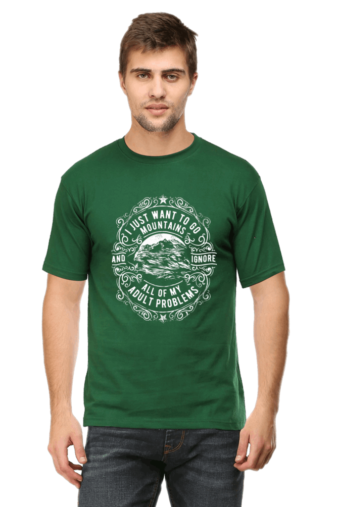 I Just Want To Go Mountains Men's T Shirt Bottle Green