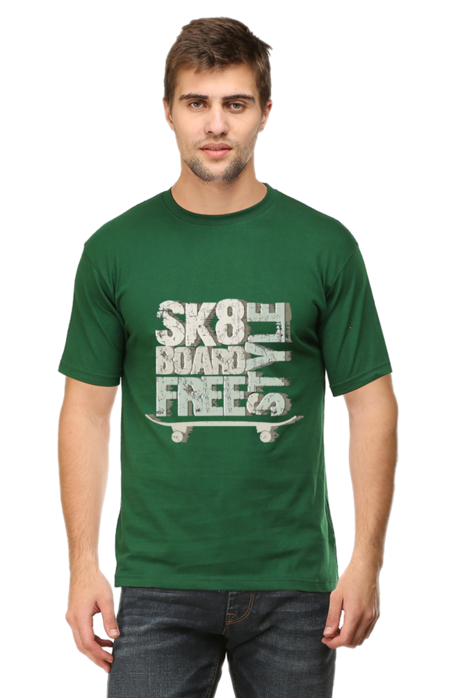 Skate Board Free Style Men's T Shirt Bottle Green