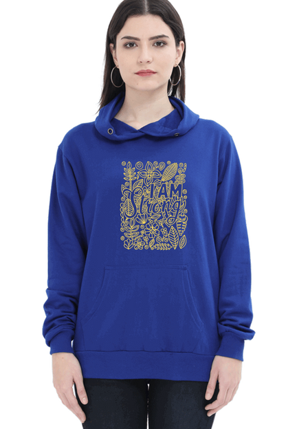 "I am Strong" Hooded Sweatshirt for Girls and Women Royal Blue