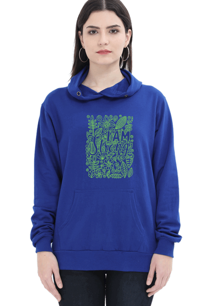 "I am Strong" Hooded Sweatshirt for Girls and Women Royal Blue