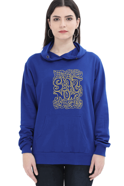 "Start Now" Hooded Sweatshirt for Girls and Women Royal Blue