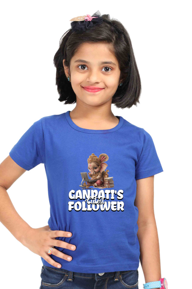 Ganpati's Cutest Follower Ganesh Chaturthi Girl's T Shirts