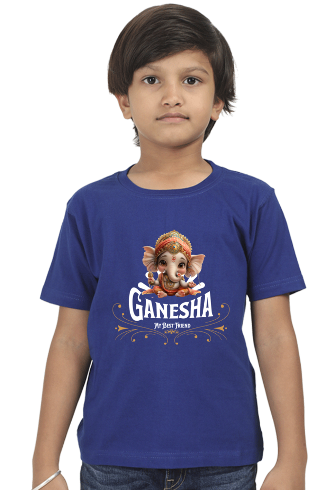 Bal Ganesha Ganesh Chaturthi Boy's T Shirts Royal Blue