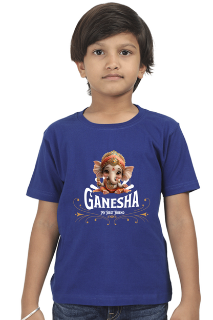 Bal Ganesha Ganesh Chaturthi Boy's T Shirts Royal Blue