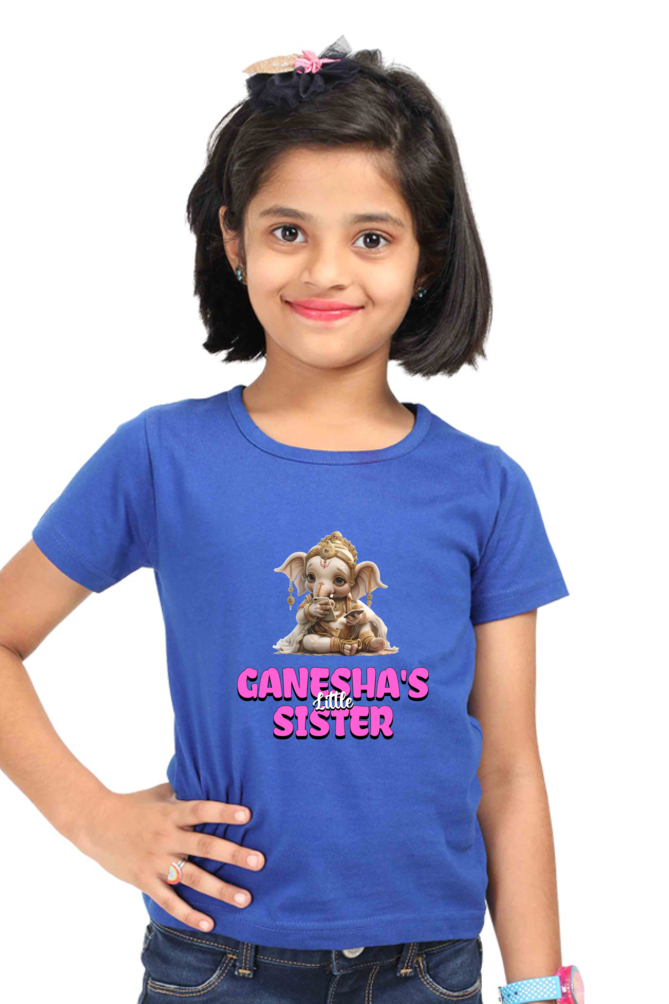 Ganesha's Little Sister Ganesh Chaturthi Girl's T Shirts Royal Blue