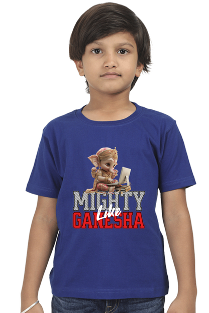 Mighty Like Ganesha Ganesh Chaturthi Boy's T Shirts Royal Blue