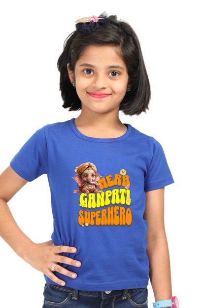 Mera Ganpati Superhero Ganesh Chaturthi Girl's T Shirts