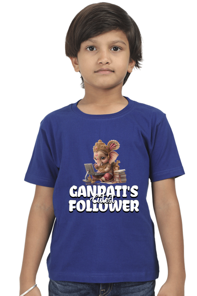 Ganpati's Cutest Follower Ganesh Chaturthi Boy's T Shirts