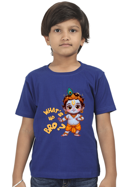 Whats Up Bro? Janmashtami Boy's T Shirts Royal Blue