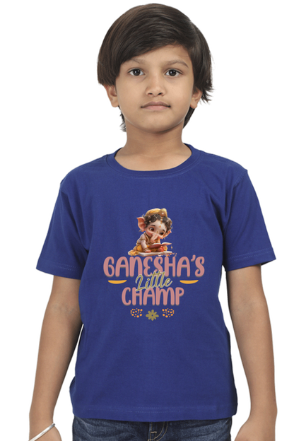 Ganesha's Little Champ Ganesh Chaturthi Boy's T Shirts Royal Blue