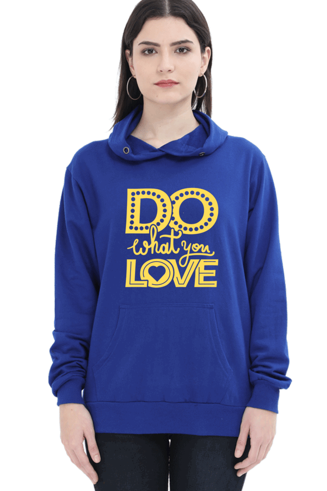 "Do What you Love" Hooded Sweatshirt for Girls and Women - Rainbow Vinyl Print Royal Blue