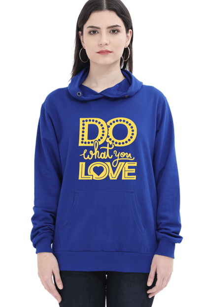 "Do What you Love" Hooded Sweatshirt for Girls and Women - Rainbow Vinyl Print Royal Blue