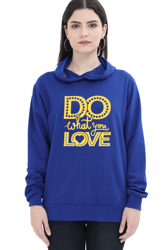 "Do What you Love" Hooded Sweatshirt for Girls and Women - Rainbow Vinyl Print Royal Blue